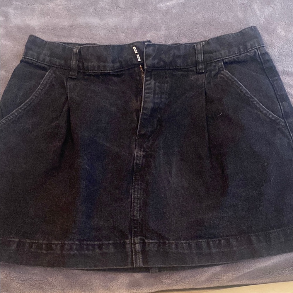 Classic Black Denim Skirt
